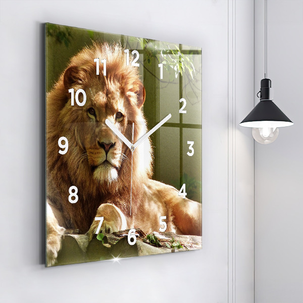 Square wall clock Portrait of a Lion