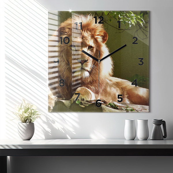 Square wall clock Portrait of a Lion