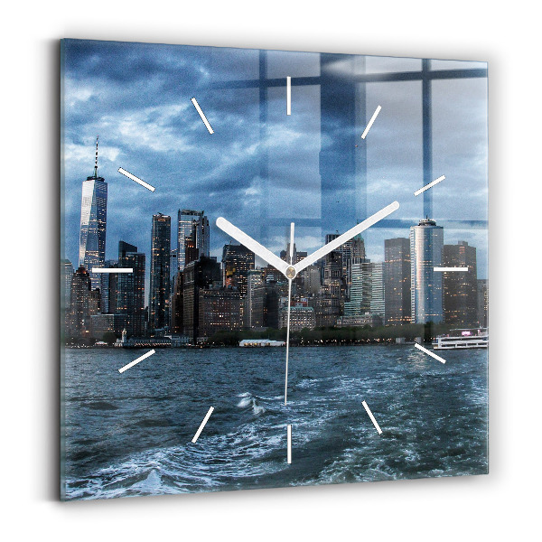 Square wall clock New York Panorama