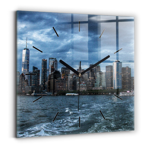 Square wall clock New York Panorama