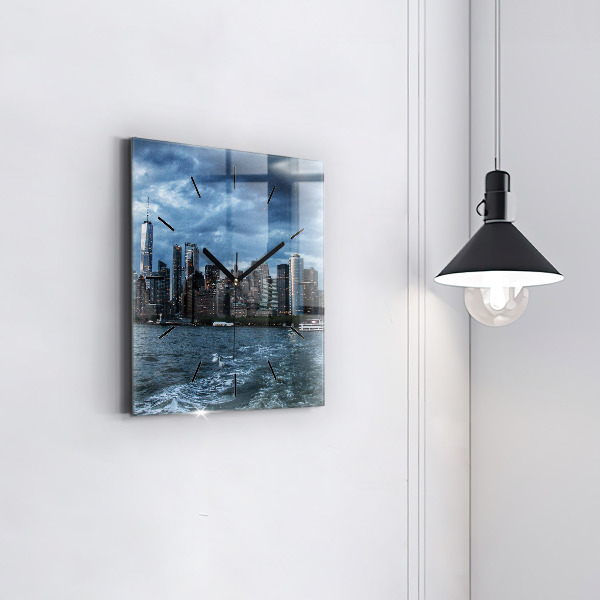 Square wall clock New York Panorama
