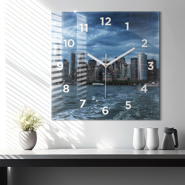 Square wall clock New York Panorama