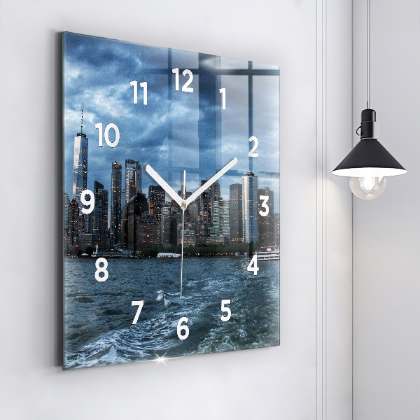 Square wall clock New York Panorama