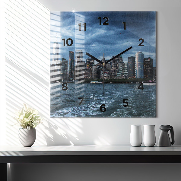 Square wall clock New York Panorama