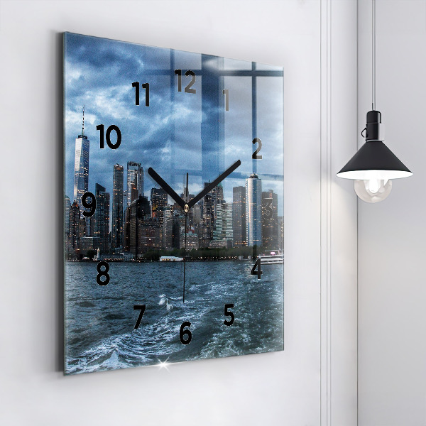 Square wall clock New York Panorama