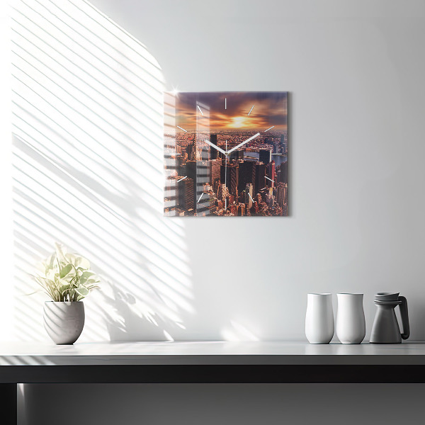 Square wall clock Panorama of the city west