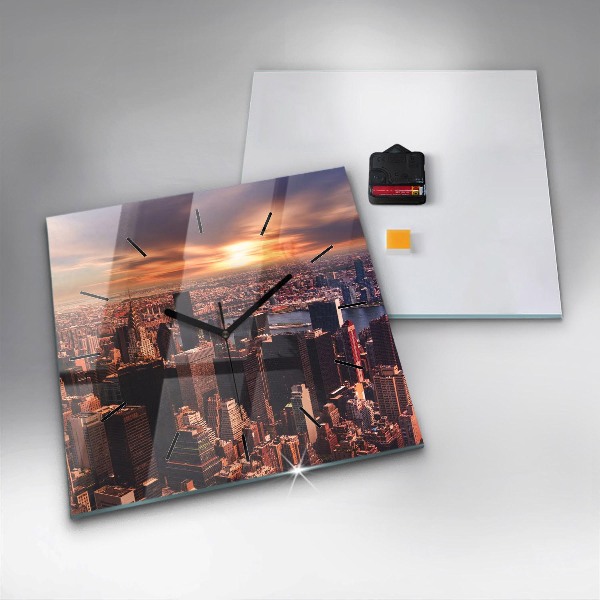 Square wall clock Panorama of the city west