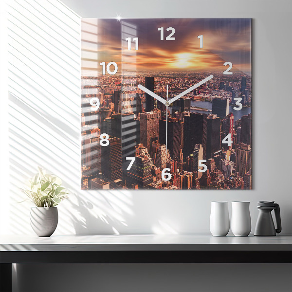 Square wall clock Panorama of the city west