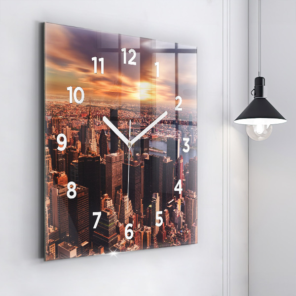 Square wall clock Panorama of the city west