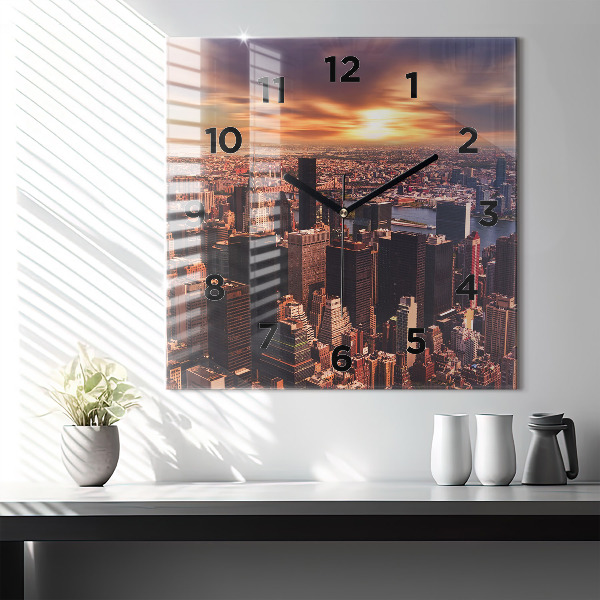Square wall clock Panorama of the city west