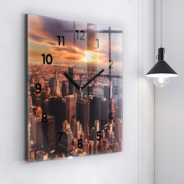 Square wall clock Panorama of the city west