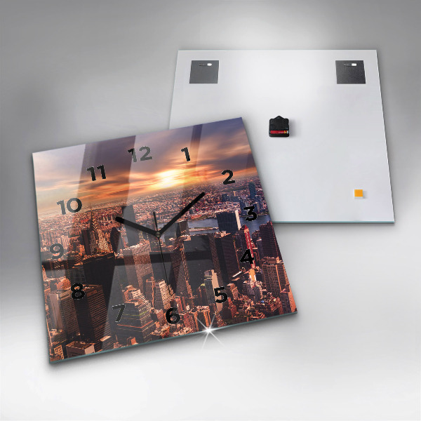 Square wall clock Panorama of the city west