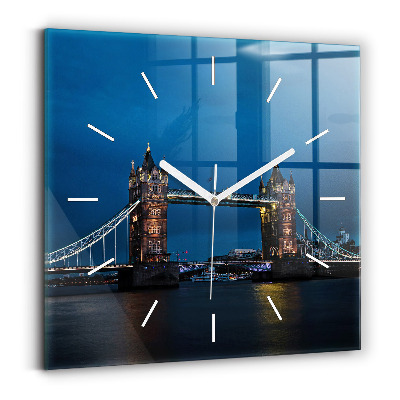 Square wall clock Tower Bridge London at night