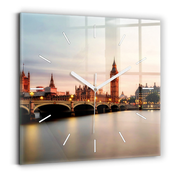 Square wall clock Big Ben London panorama