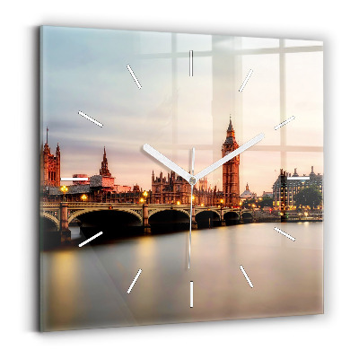 Square wall clock Big Ben London panorama