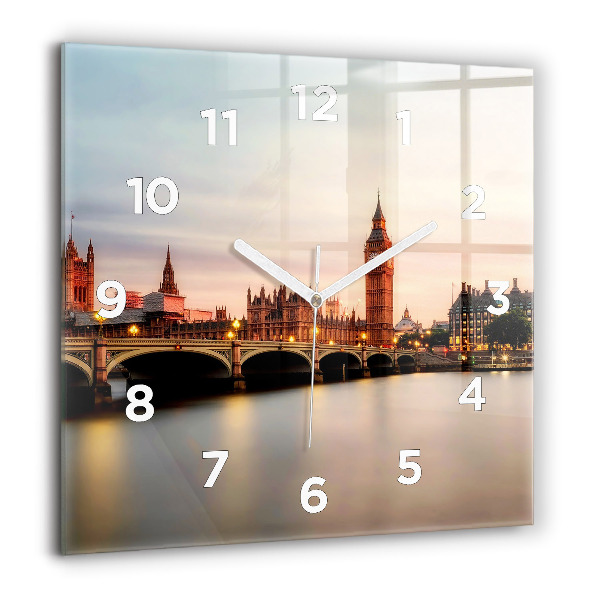 Square wall clock Big Ben London panorama
