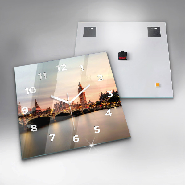 Square wall clock Big Ben London panorama