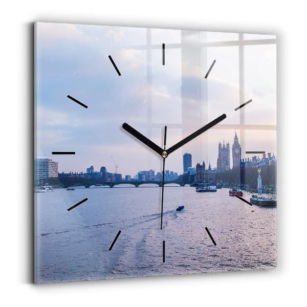 Square wall clock London Eye city panorama