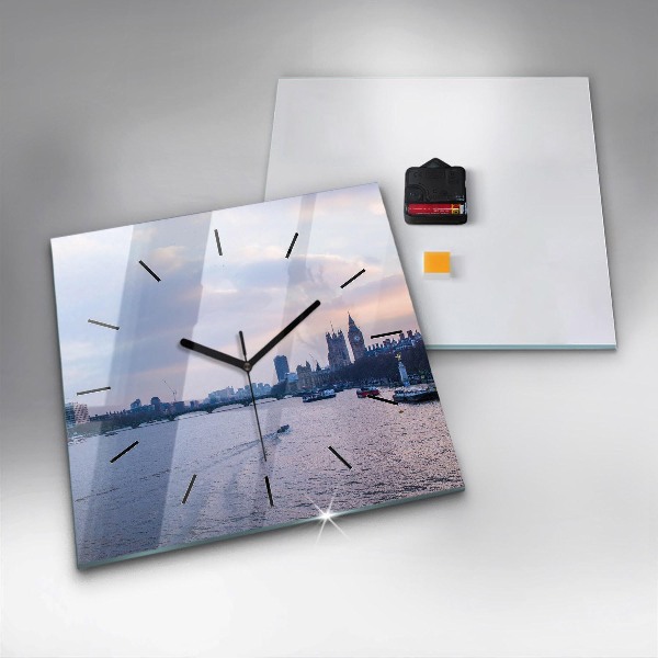 Square wall clock London Eye city panorama