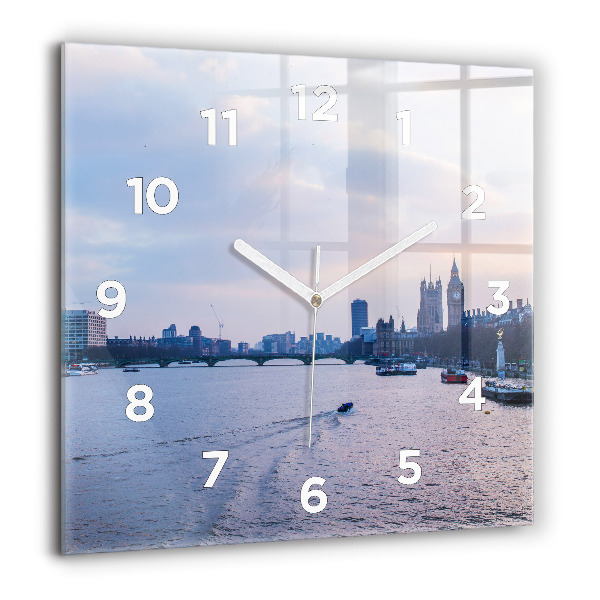 Square wall clock London Eye city panorama