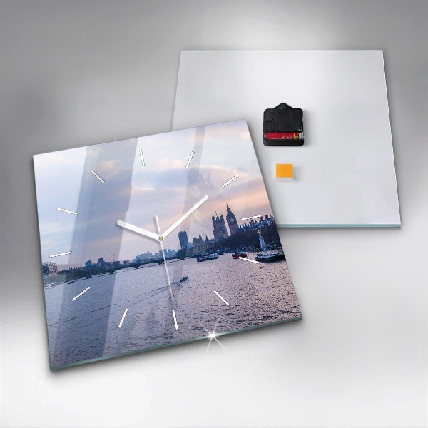 Square wall clock London Eye city panorama