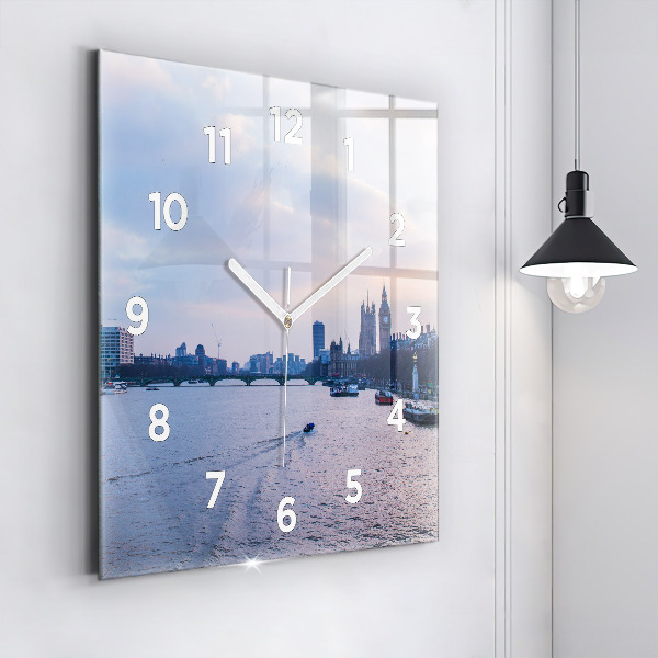 Square wall clock London Eye city panorama