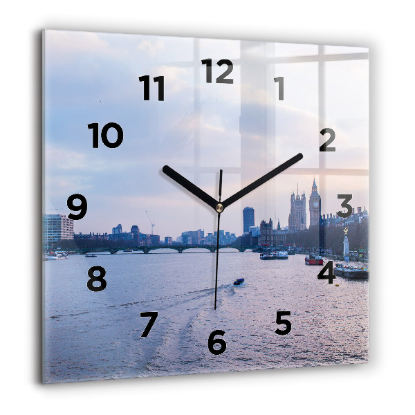 Square wall clock London Eye city panorama