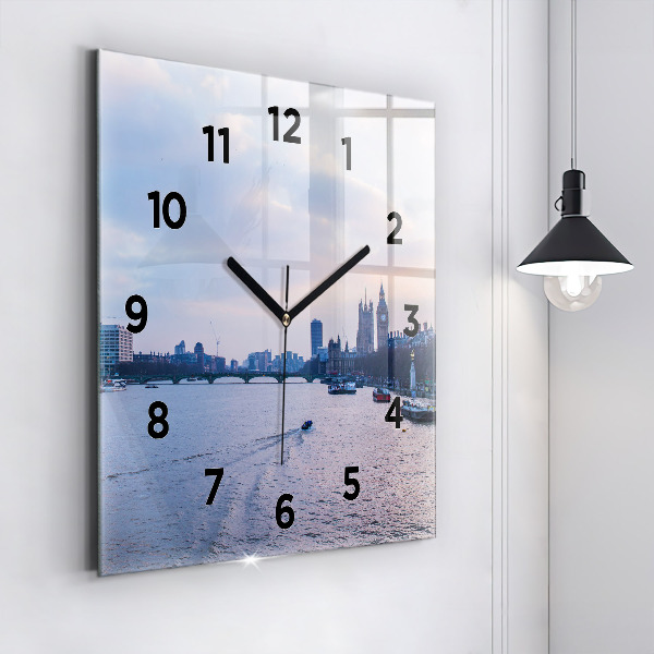 Square wall clock London Eye city panorama