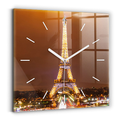 Square wall clock Illuminated Eiffel Tower