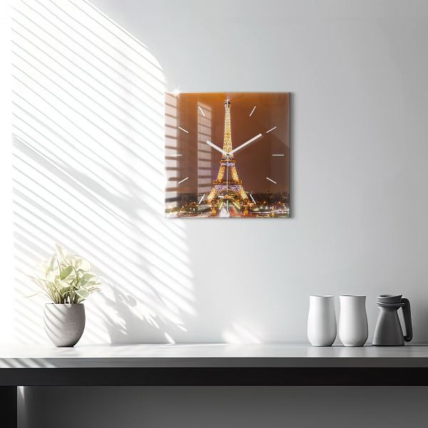 Square wall clock Illuminated Eiffel Tower