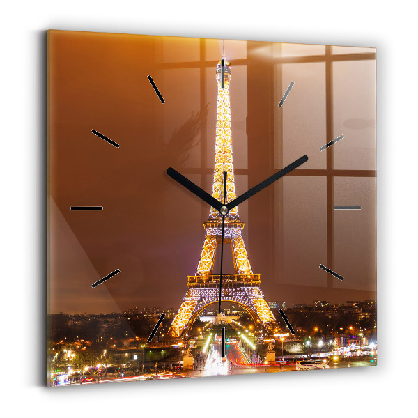 Square wall clock Illuminated Eiffel Tower
