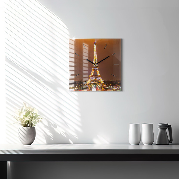 Square wall clock Illuminated Eiffel Tower