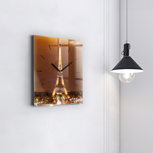 Square wall clock Illuminated Eiffel Tower