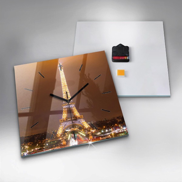 Square wall clock Illuminated Eiffel Tower