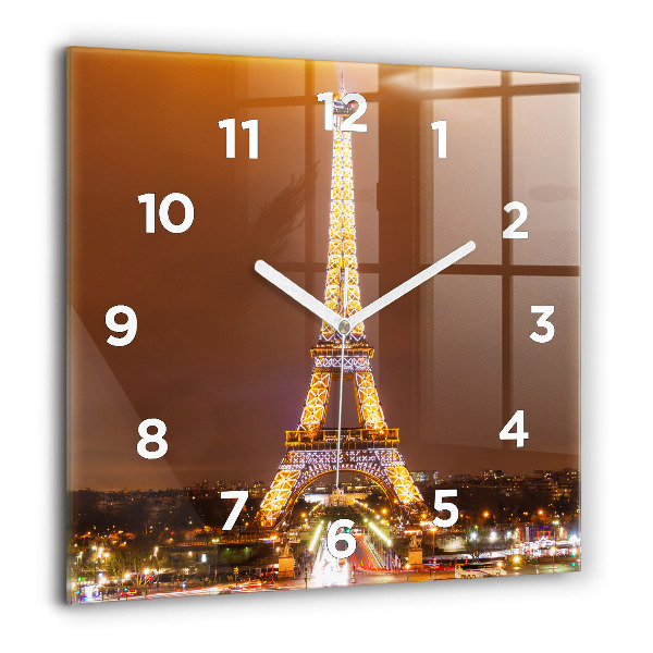 Square wall clock Illuminated Eiffel Tower