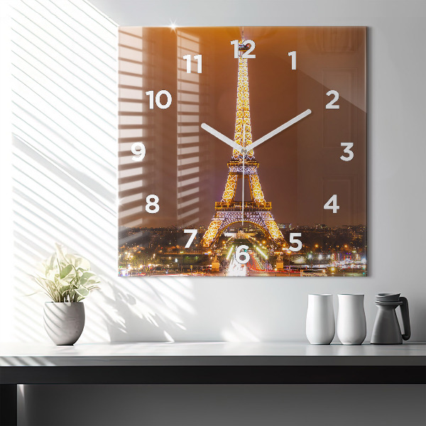 Square wall clock Illuminated Eiffel Tower