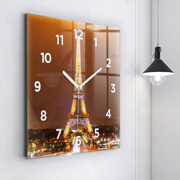 Square wall clock Illuminated Eiffel Tower