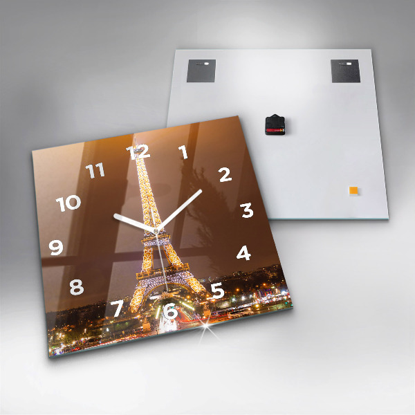 Square wall clock Illuminated Eiffel Tower