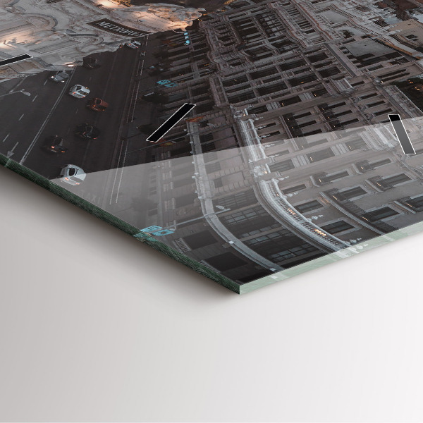 Square wall clock Cities at sunset