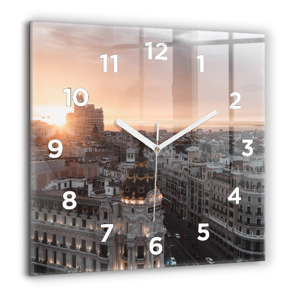 Square wall clock Cities at sunset