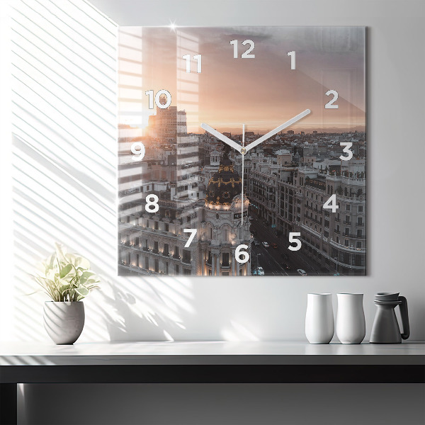 Square wall clock Cities at sunset