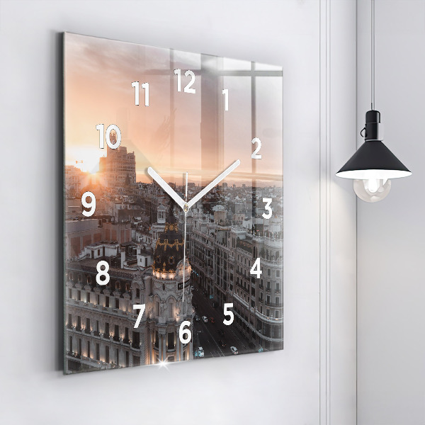 Square wall clock Cities at sunset