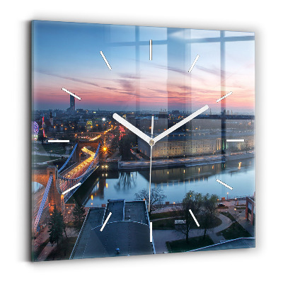 Square wall clock Wroclaw from a drone