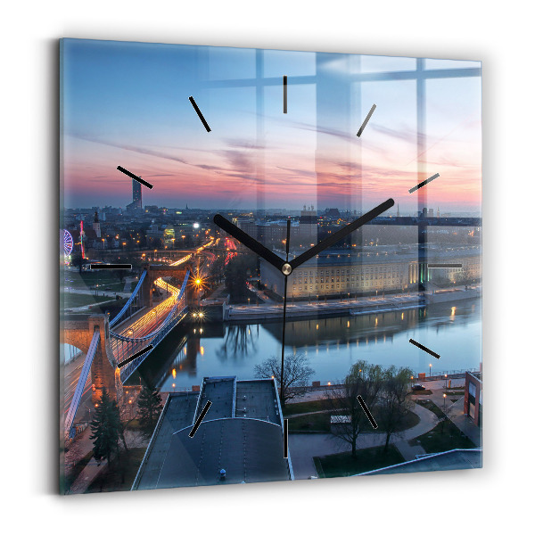 Square wall clock Wroclaw from a drone