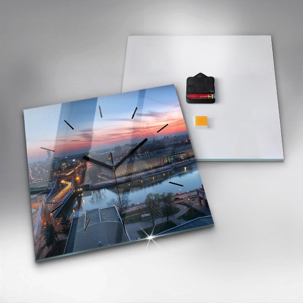 Square wall clock Wroclaw from a drone