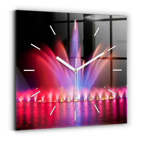 Square wall clock Wroclaw Fountain at Night