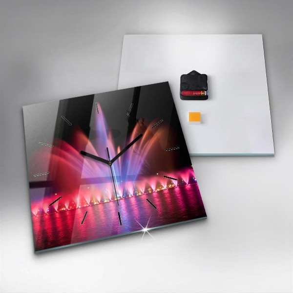 Square wall clock Wroclaw Fountain at Night