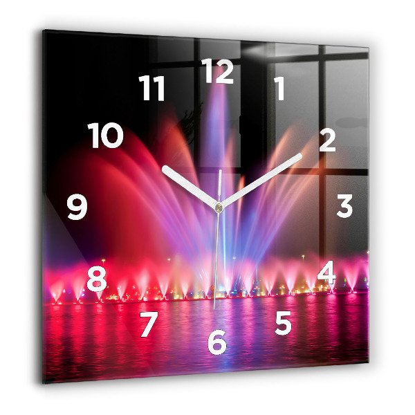 Square wall clock Wroclaw Fountain at Night