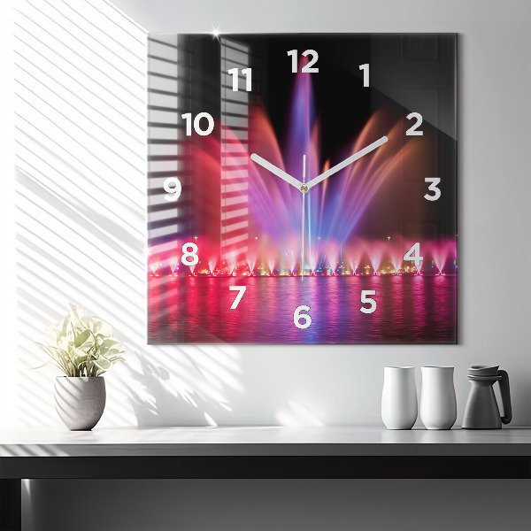 Square wall clock Wroclaw Fountain at Night