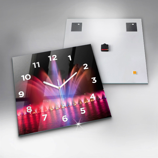 Square wall clock Wroclaw Fountain at Night